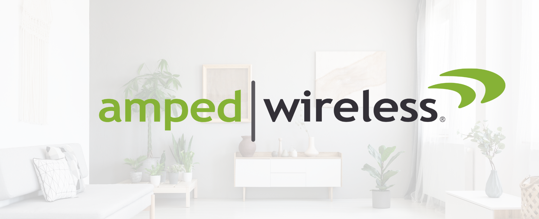 Amped Wireless Living Room with Amped Wireless Logo